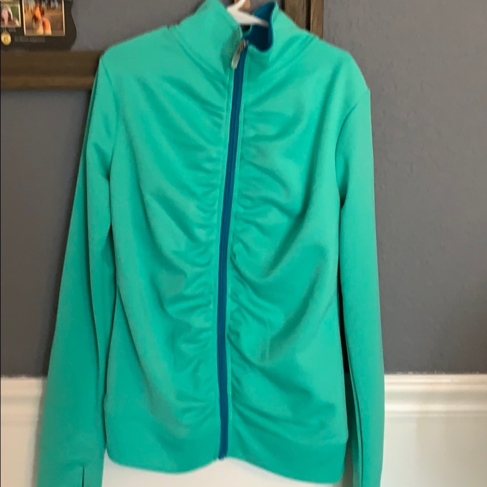 Teal running jacket